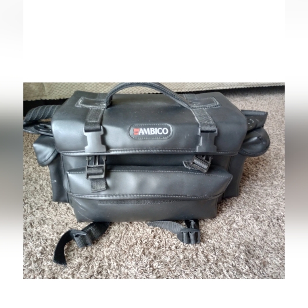 Vintage AMBICO Black Soft Leather Shoulder Bag for Camera/Video/Accessories